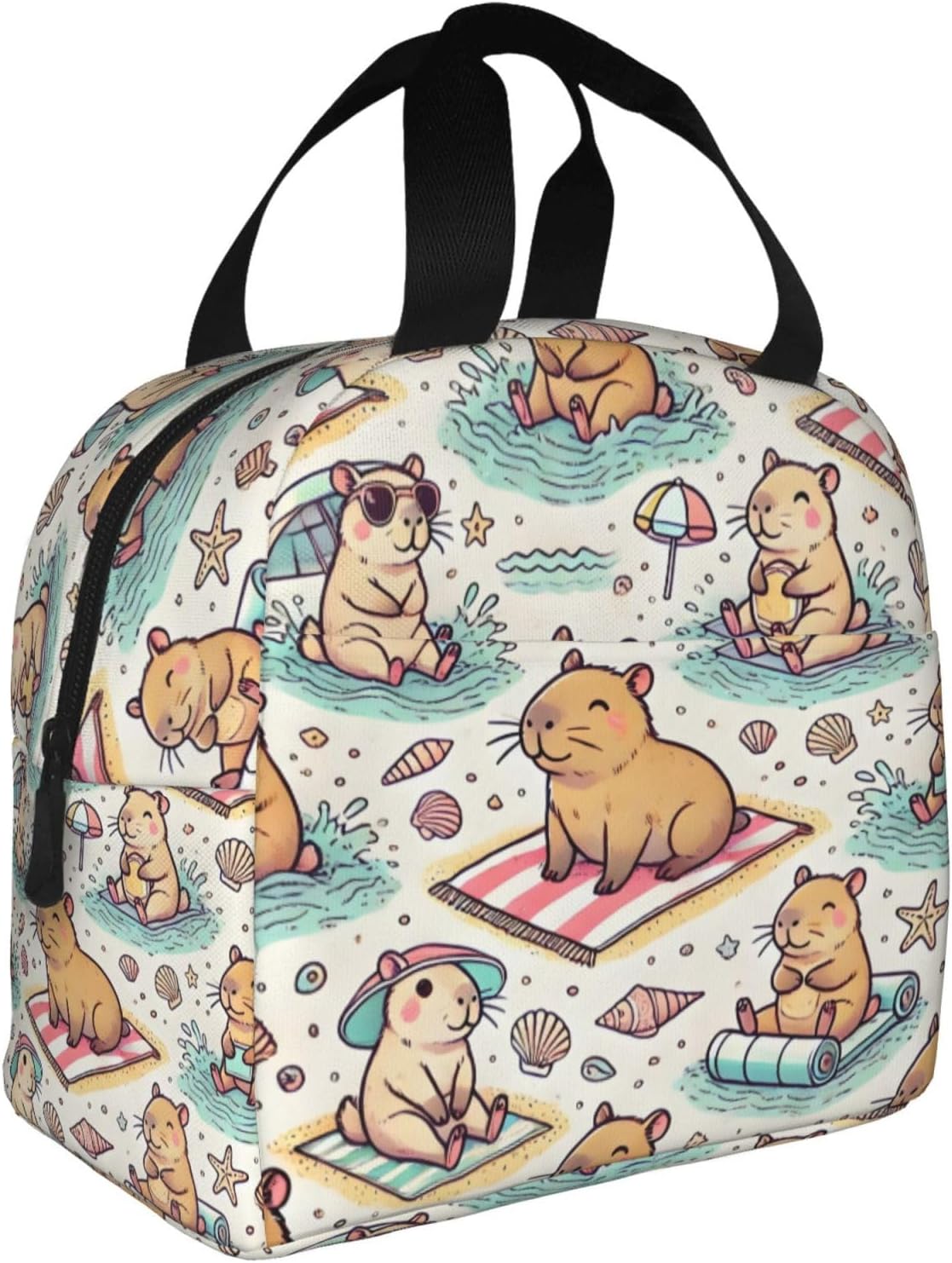 Capybara Lunch Bag Capybara Print Fashion Cute Large Capacity Lunch Bag With Handle Reusable Insulated for Both Men And Women - Image 2