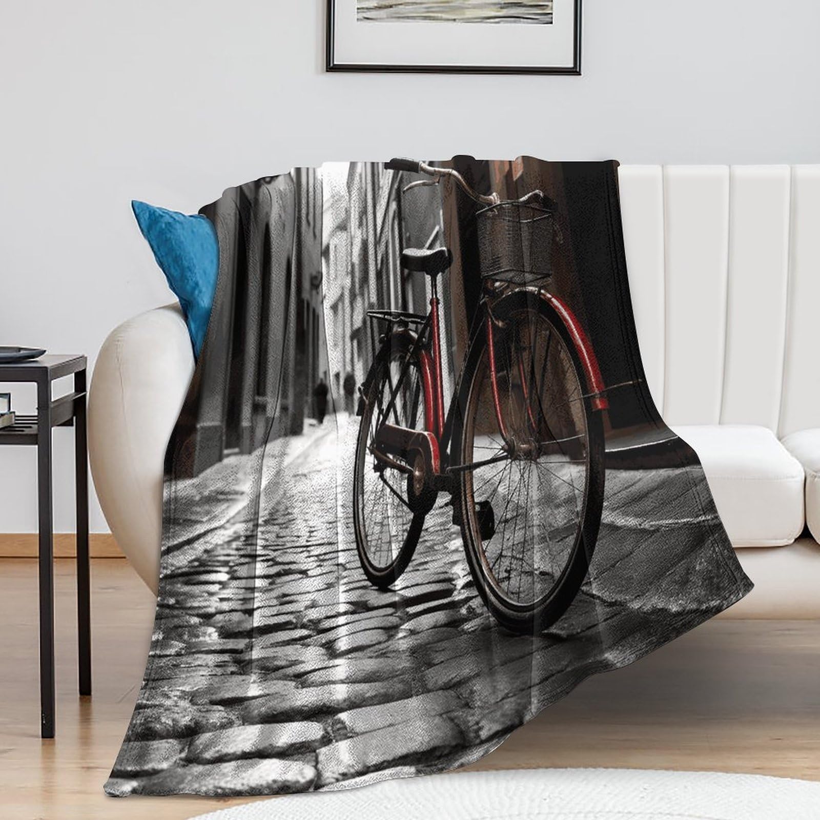 Couverture de lit peluche douce pour soirées cocooning et déco vélo 100x130