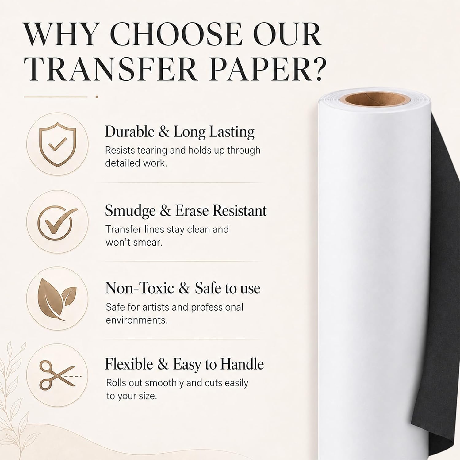 Fuyoooo 1 Roll 20 in x 90 ft Extra Large Graphite Transfer Paper Waxed Carbon Paper for Tracing Drawing and Sketching Transfer on Canvas Wood Ceramic Metal and Crafts (Black)