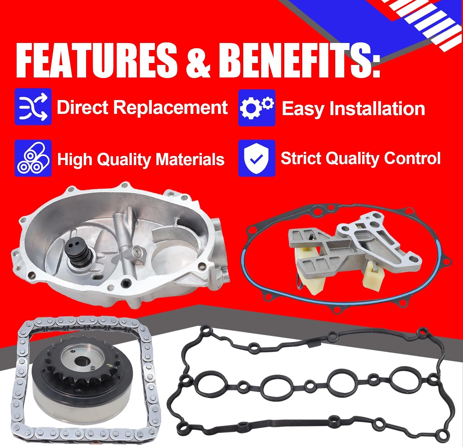 SMMS Camshaft Adjuster Housing Cover Timing Chain Kit for Audi A3 A4 TT for VW Golf Passat GTI Eos 2.0T 2006-2014 Replace# 06F103107G+06D103121B+06F109217A+06D109229B+06F109088J+06F103483D