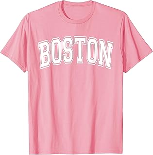 Boston Arched Style Pink with White Text T-Shirt - Buy now