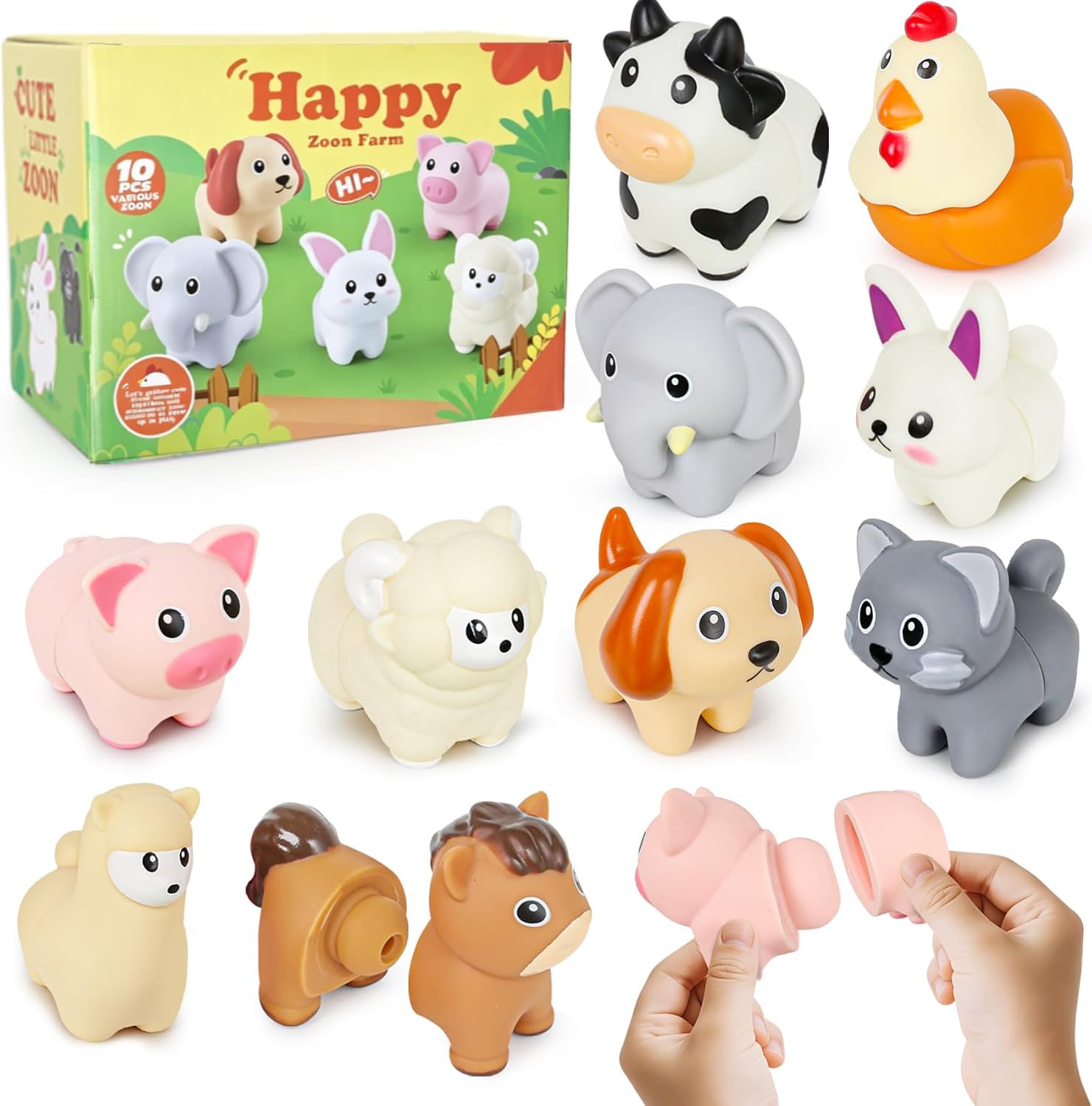 10 Pcs Farm Animal Matching Toys for 18M+, Fine Motor Skill Sorting Game