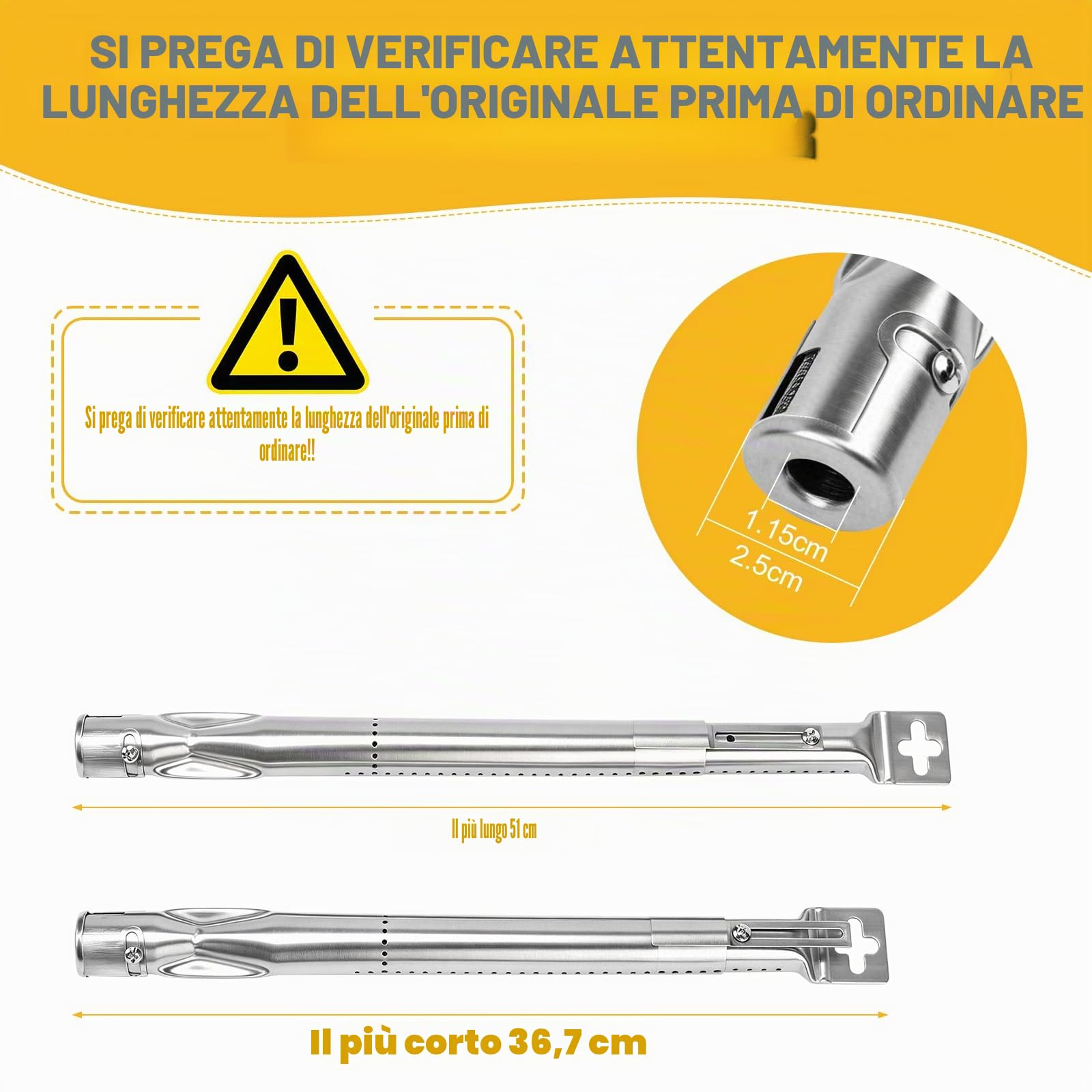 GFTIME Bruciatore universale per barbecue a gas Charbroil, Napoleon, Landmann, Enders, Barbecook, Tepro, Taino, Proficook, regolabile, in acciaio inox, 4 pezzi
