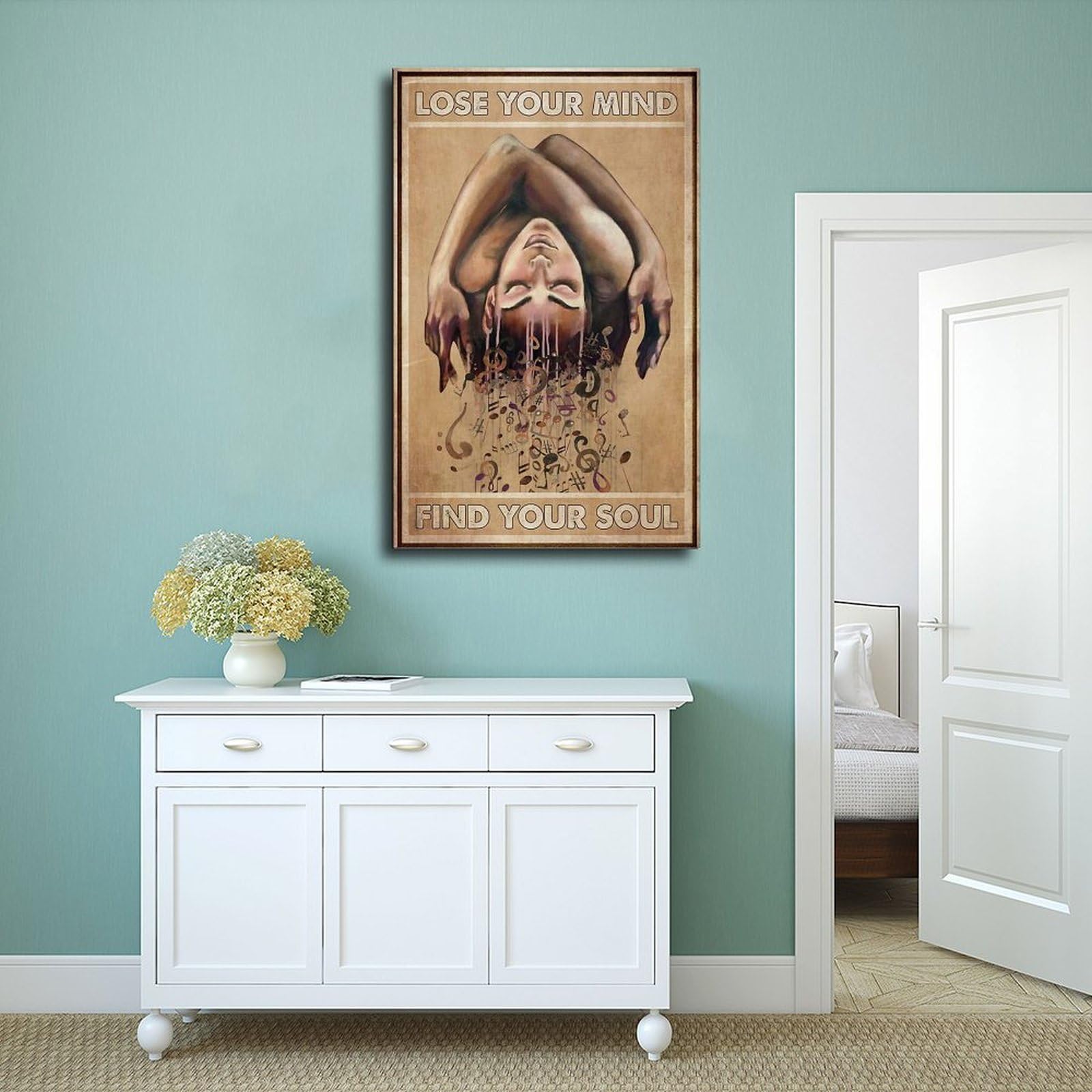 NEOHI Poster e stampe artistiche da parete in stile vintage con ragazza musicale, per camera da letto e ufficio, 40 x 60 cm