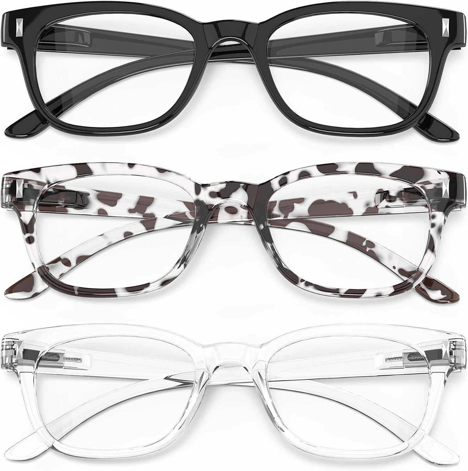 3-Pack Women's Reading Glasses with Blue Light Blocking and Anti-Glare Features