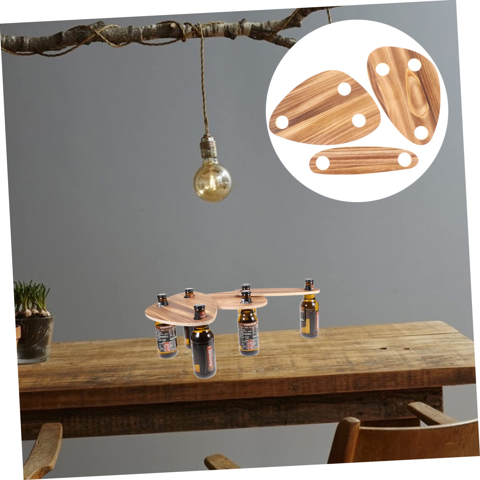 IMIKEYA Plateaux de Service à Bouteilles 3 Pièces en Bois pour Table