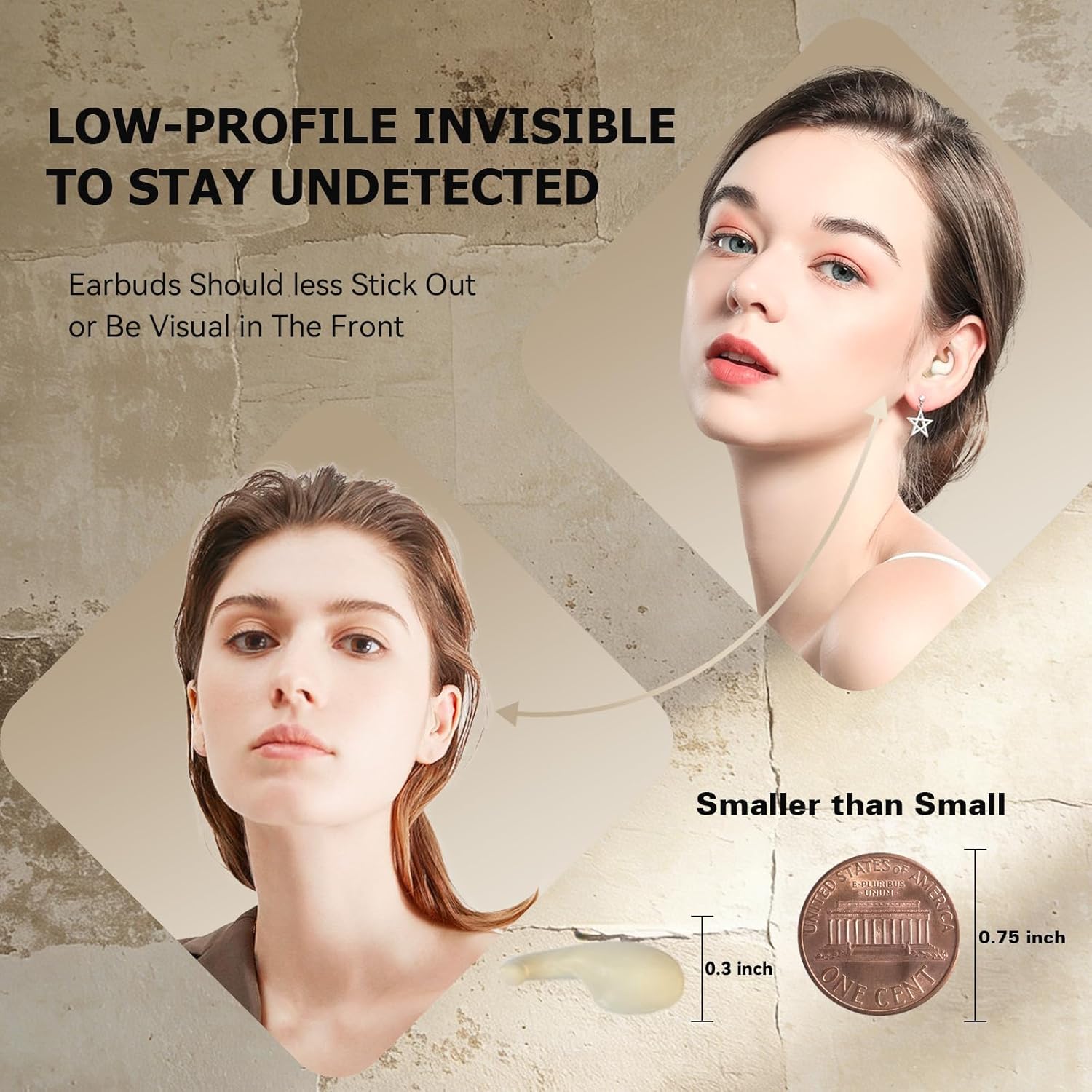Xmenha Extra Small Mini Invisible Earbuds Wireless Bluetooth Small Invisible Ear Buds Smallest Headphones Tiny Micro Discreet Hidden Earbuds for Work Side Sleeper