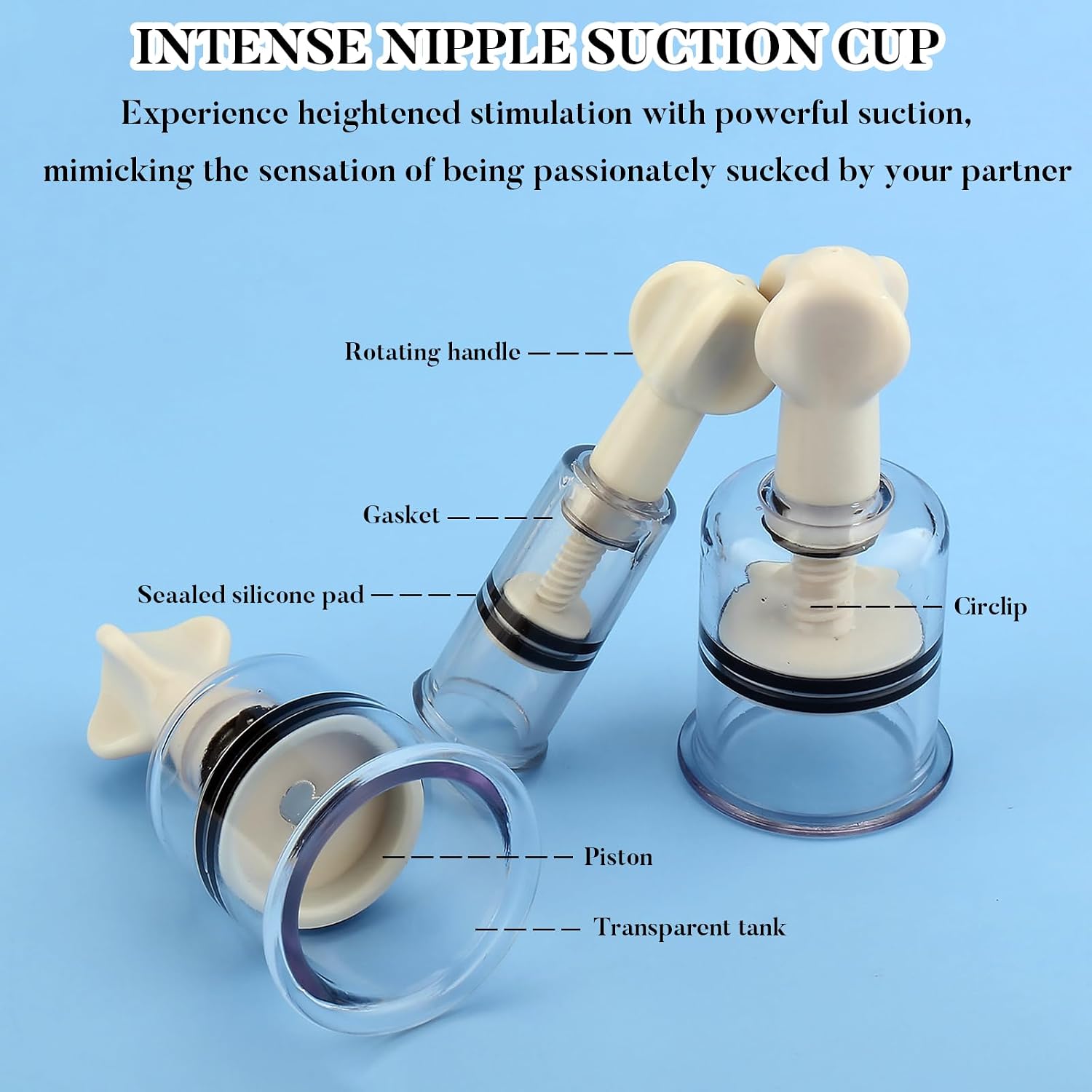 Nipple Suckers Set (1 Pcs 0.78" + 2 Pcs 1.5"), Twist Nipple Suction Cups and Clit Sucker for Enhanced Sensitivity in Couples Bedroom Play, Nipple Suckers for Pressure for Women Men Nipple Play