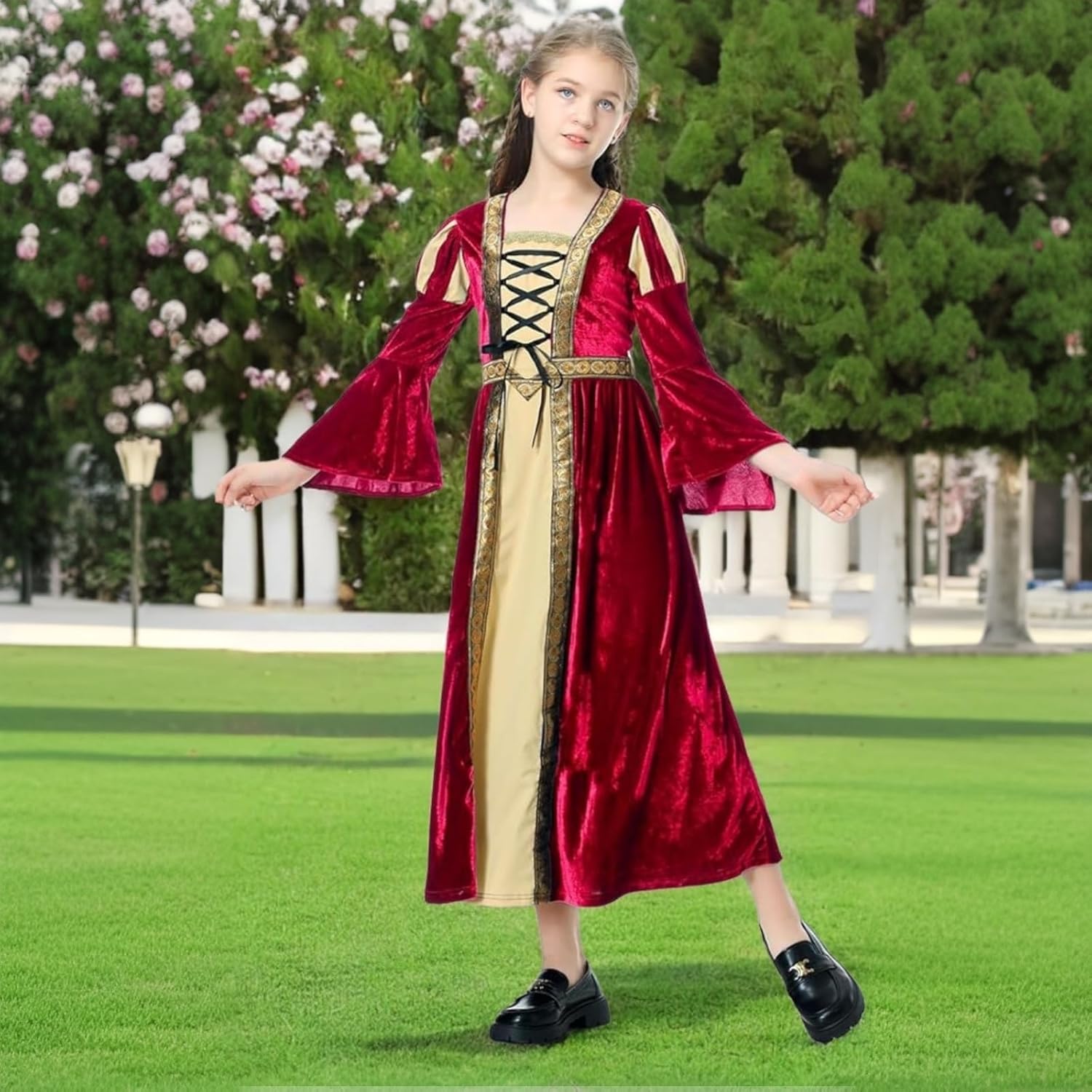 Colorful House Girls Renaissance Dress Medieval Dress Royalty Princess Child Dress Up Fancy Costume for Halloween - Image 4