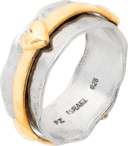 Paz Creations - Anillo giratorio de plata de ley 925 para mujer, estilo bohemio, con banda resistente, joyería artesanal hecha a mano, lista para