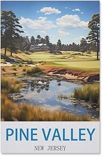 hdksyhsu Pine Valley New Jersey Vintage Travel Poster Golf，Paint by Numbers for Kids & Adults & Beginner, DIY Canvas Painting Gift Kits(50x60cm-E40