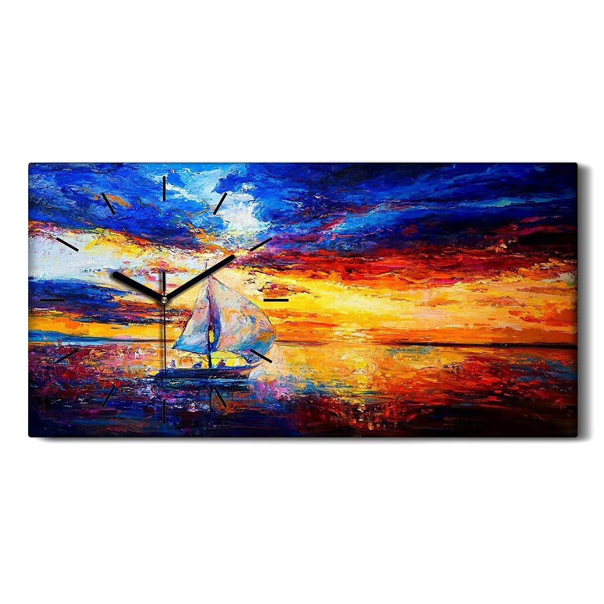 Horloge ne pas tic tac en silence image art moderne marine 60x30cm