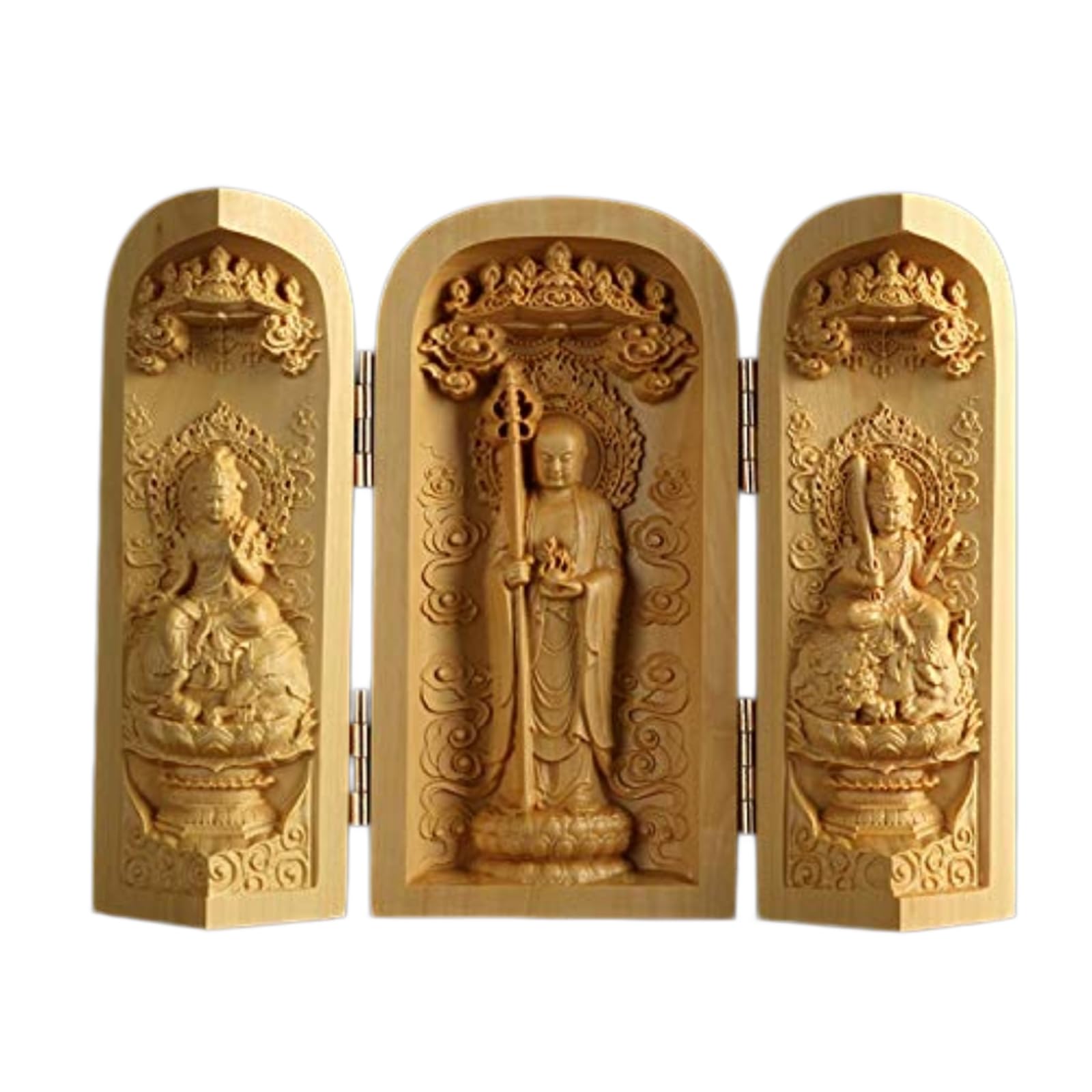 YXCQHZM Buddha Statue Solid Wood Carving Mini Sankai Buddha Fudo Myoo Mini Guardian Monument Figure Decorative Statue (A13)