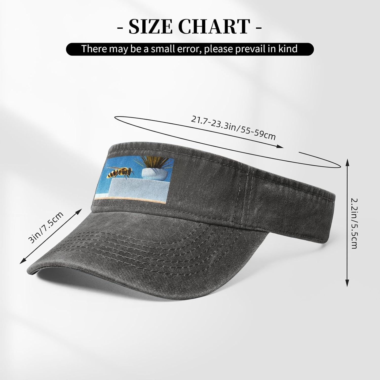 Sun Hats for Men Women Summer Sport Empty top Baseball Cotton with for Beach, Summer, 3D bee Black