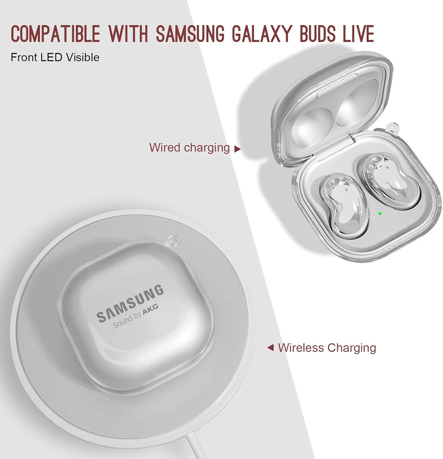 Popular AIIKO Compatible Galaxy Buds 2 Case 2021/Galaxy Buds Pro Case 2021 /Galaxy Buds Live Case 2020 Clear Soft TPU Shockproof Case Protective Cover for Samsung Earbuds with Keychain -Clear Black