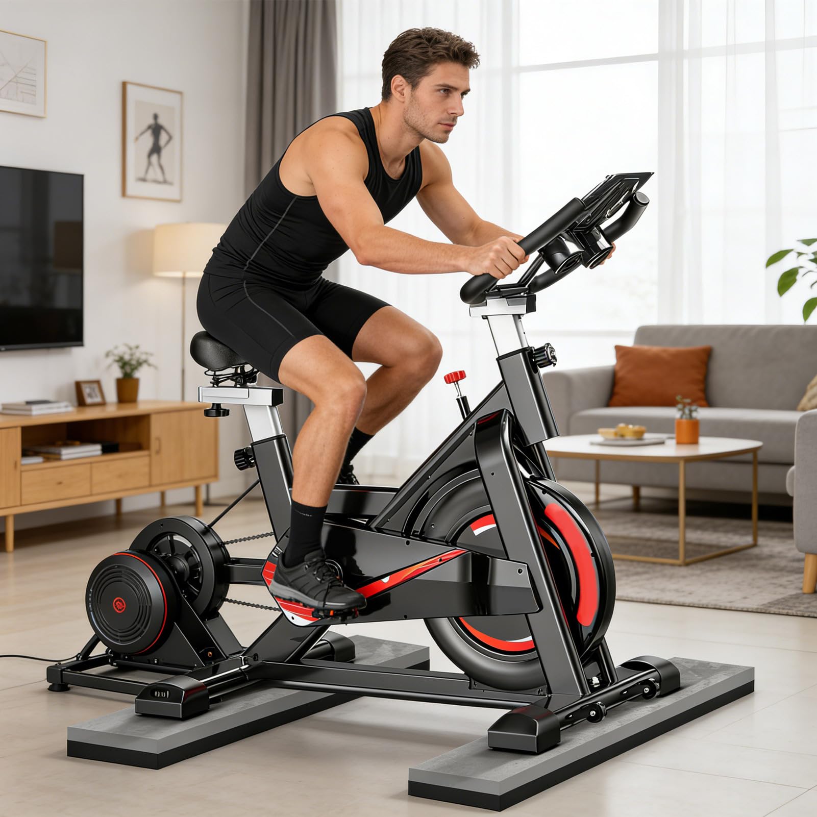 Podłoga Ochronna do Roweru 2-częściowa antypoślizgowa gruba mata | Ochrona wykładziny i dywanu do domowego treningu rowerowego, garażu, studia fitness