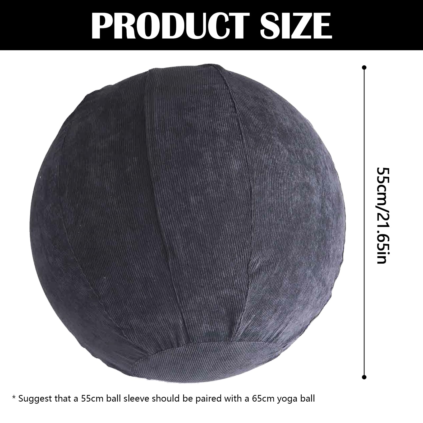 Ballon D’assise Aisny – 65 Cm, Avec Housse, Pompe Et Poignée, Pour Posture Et Fitness