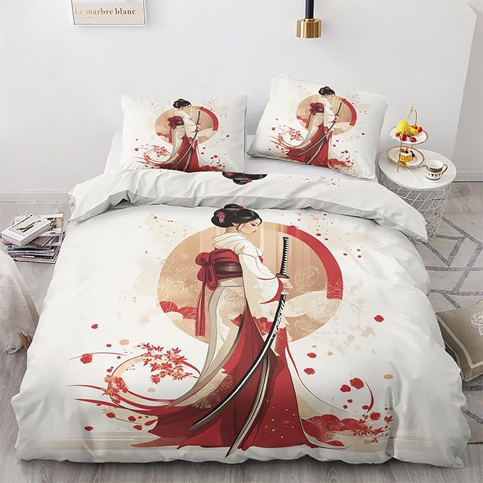 AopGlyvyr Japanese Samurai Duvet Cover Full Size, Japan