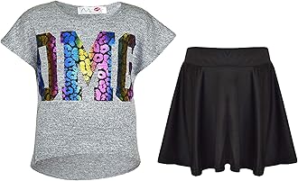 A2Z 4 Kids Girls T-Shirt and Skater Skirt Set Short Sleeve Top and Flared Skirt Outfit Stylish Summer Clothing for Kids Casual Matching Set for Holidays, Parties, Everyday Wear Age 5-13