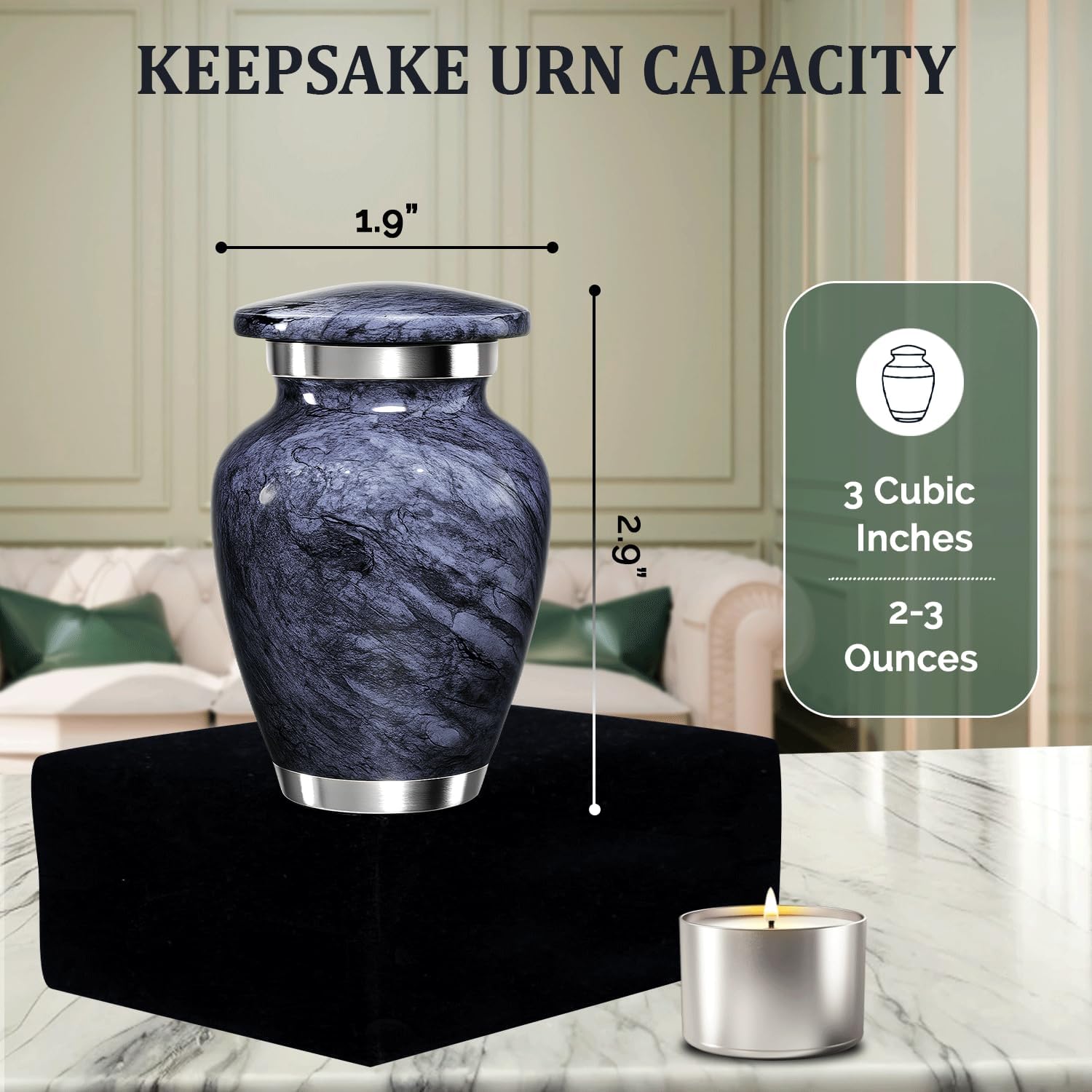 Small Urn for Ashes Male & Female – Mini Cremation Urns for Human Ashes Keepsake – Little Miniature Ash Urn for Mom & Dad – Tiny Decorative Memorial Keepsake for Loved Ones (Gray, Small)