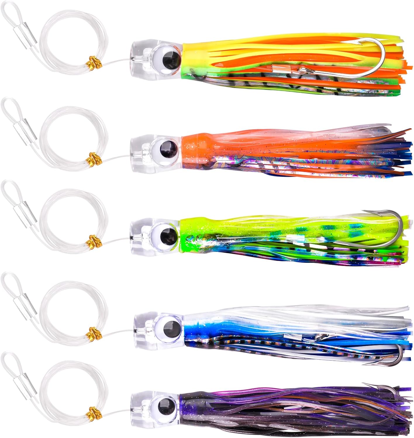 Trolling Lures Saltwater Offshore Inshore Big Game Fishing Lures Soft Octopus Skirts Trolling Fishing Lures for Marlin Tuna Mahi Wahoo Deep Sea Fishing