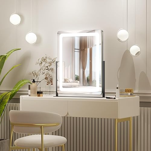 Miniatura 8 de PRIMETEK Vanity Mirror with Lights, 19"x22" Large Makeup Mirror with Lights, LED Lighted Makeup Mirror, Touch Screen with 3-Color Lighting, Dimmable