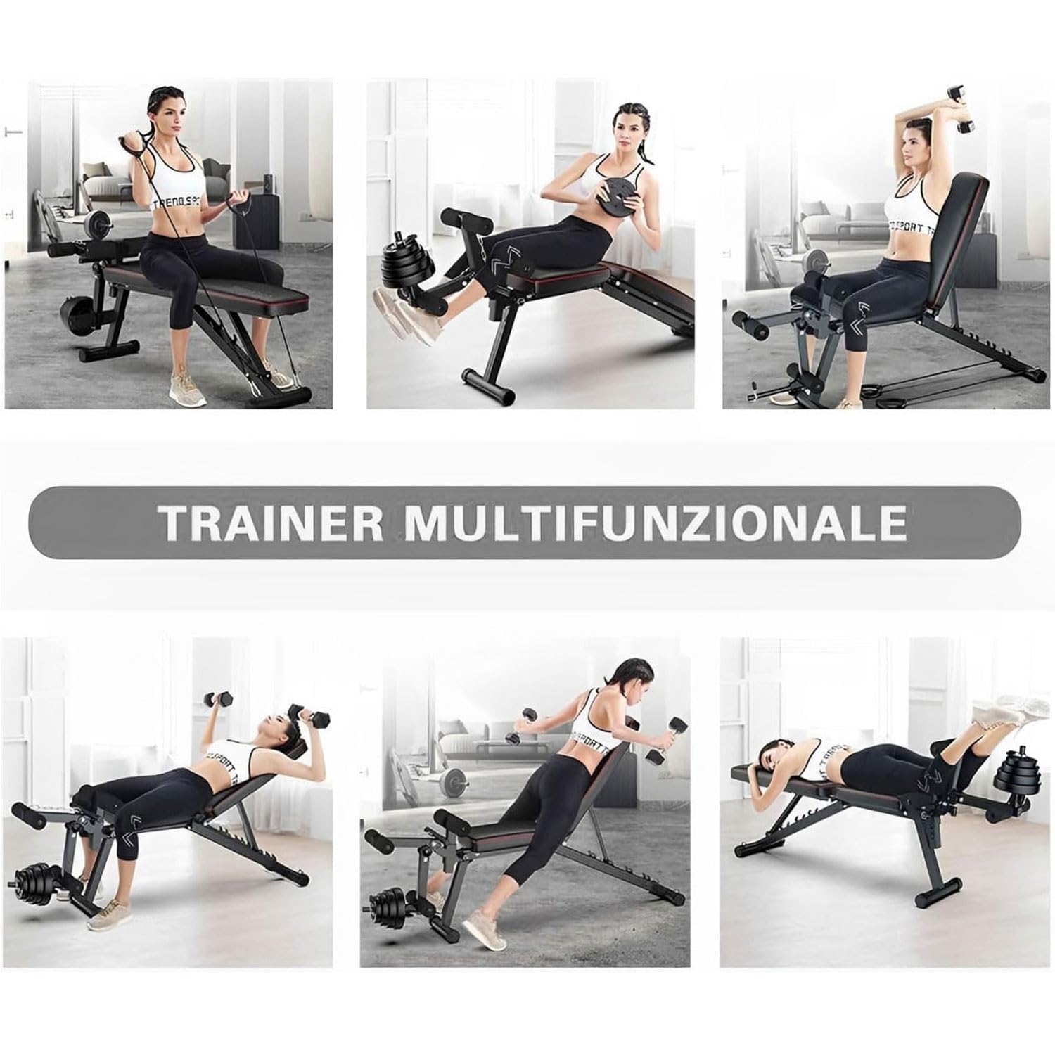 Panca per Pesi Regolabile Multifunzione, Panca Palestra Casa con Leg Extension Leg Curl Banco Manubri Schienale Regolabile 5 Livelli Inclinabile Declinabile Piana per Addominali Capacità di Peso 200kg