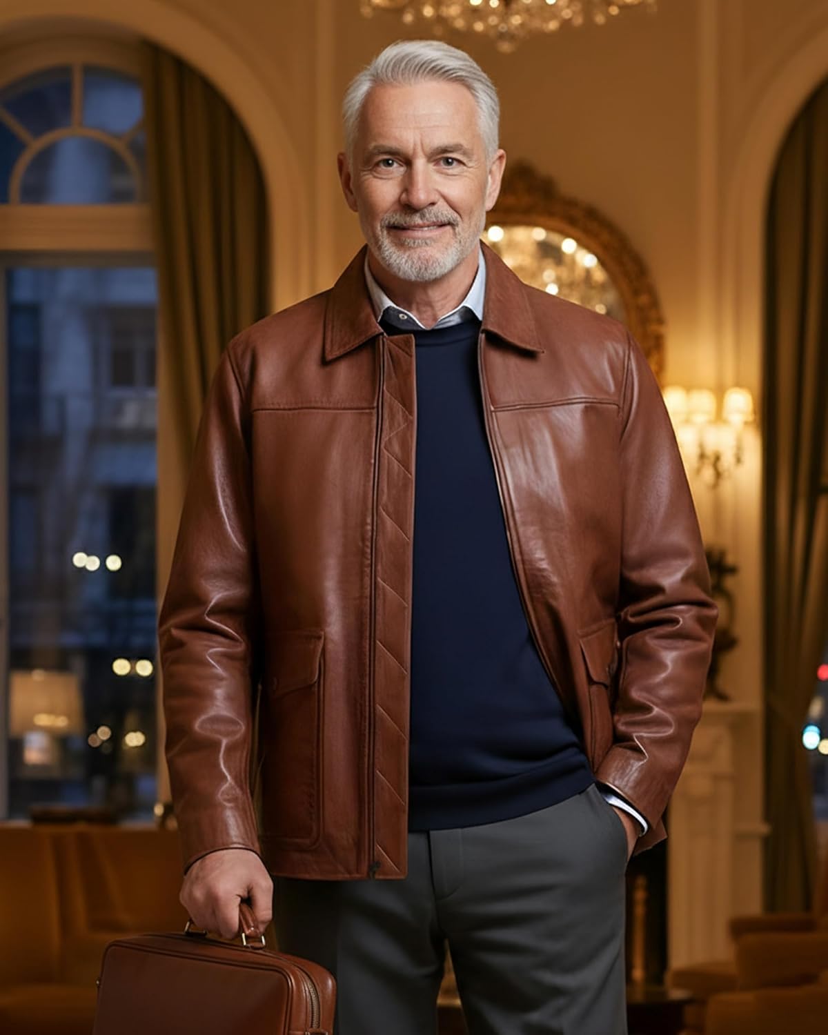 Vintage Mens Leather Jacket - Real Lambskin Classic Leather Jackets For Men - Image 2