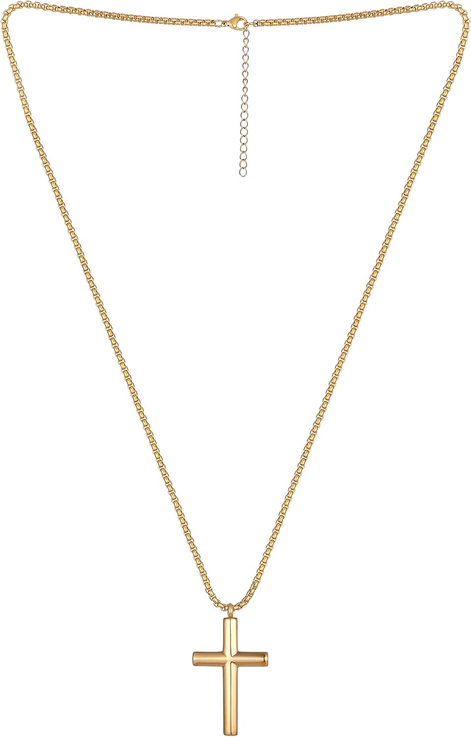 Radiant Men’s Cross Necklace – The Lord’s Cross in a Polished Gold or Silver Finish – Rust & Discoloration Resistant Stainless Steel Pendant and Chain – Jewelry Gift or Accessory for Men