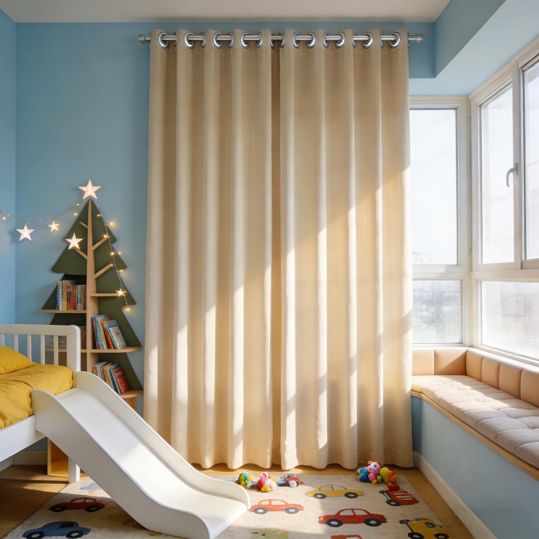 Cortinas translúcidas y cortina térmica acústica anti luz para ventanas de sala