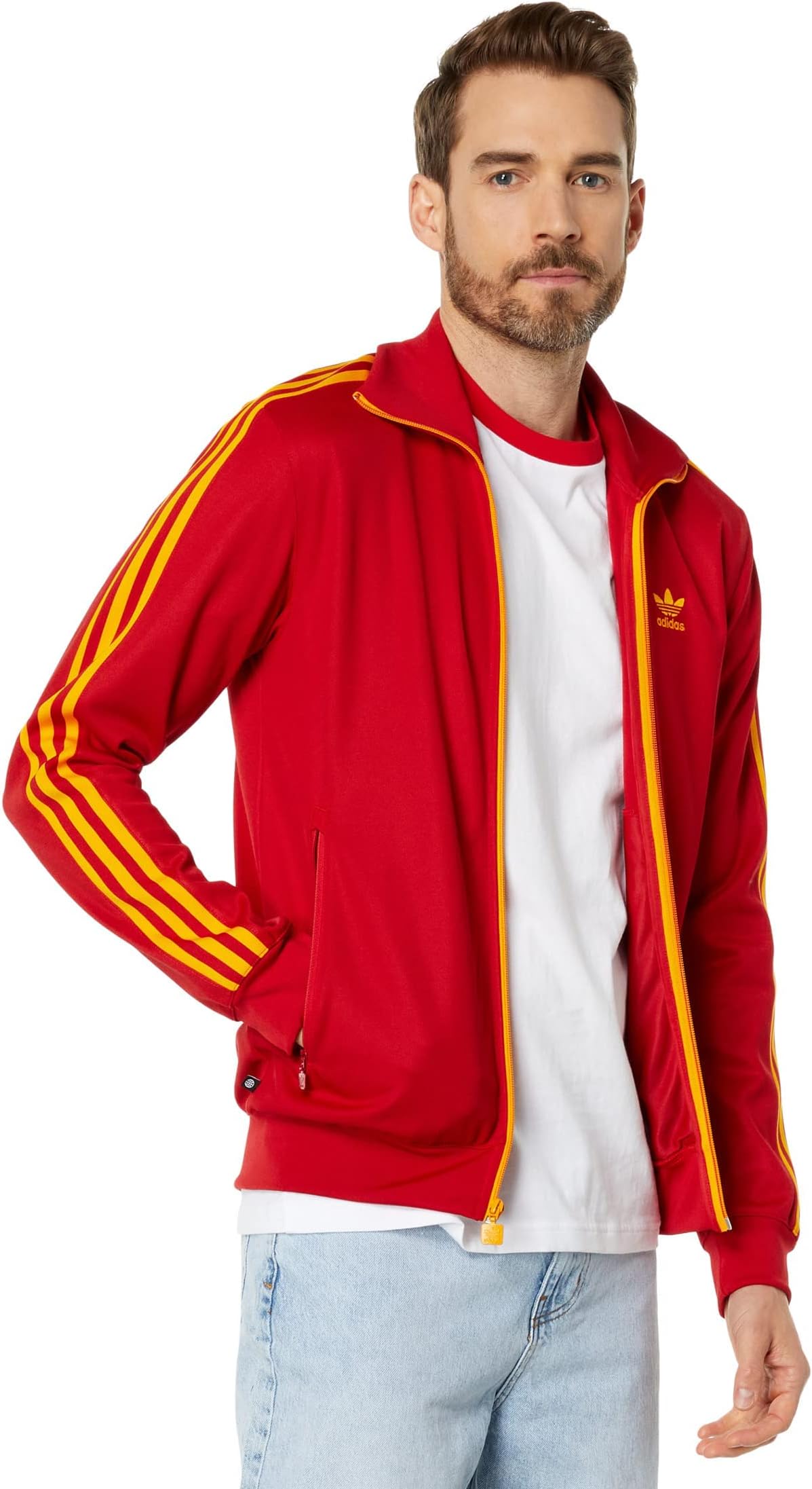 adidas Originals Beckenbauer Track Jacket Team Power Red/Team Power Red/Team Collegiate Gold SM, Team Power Red/Team Power Red/Team Collegiate Gold, S