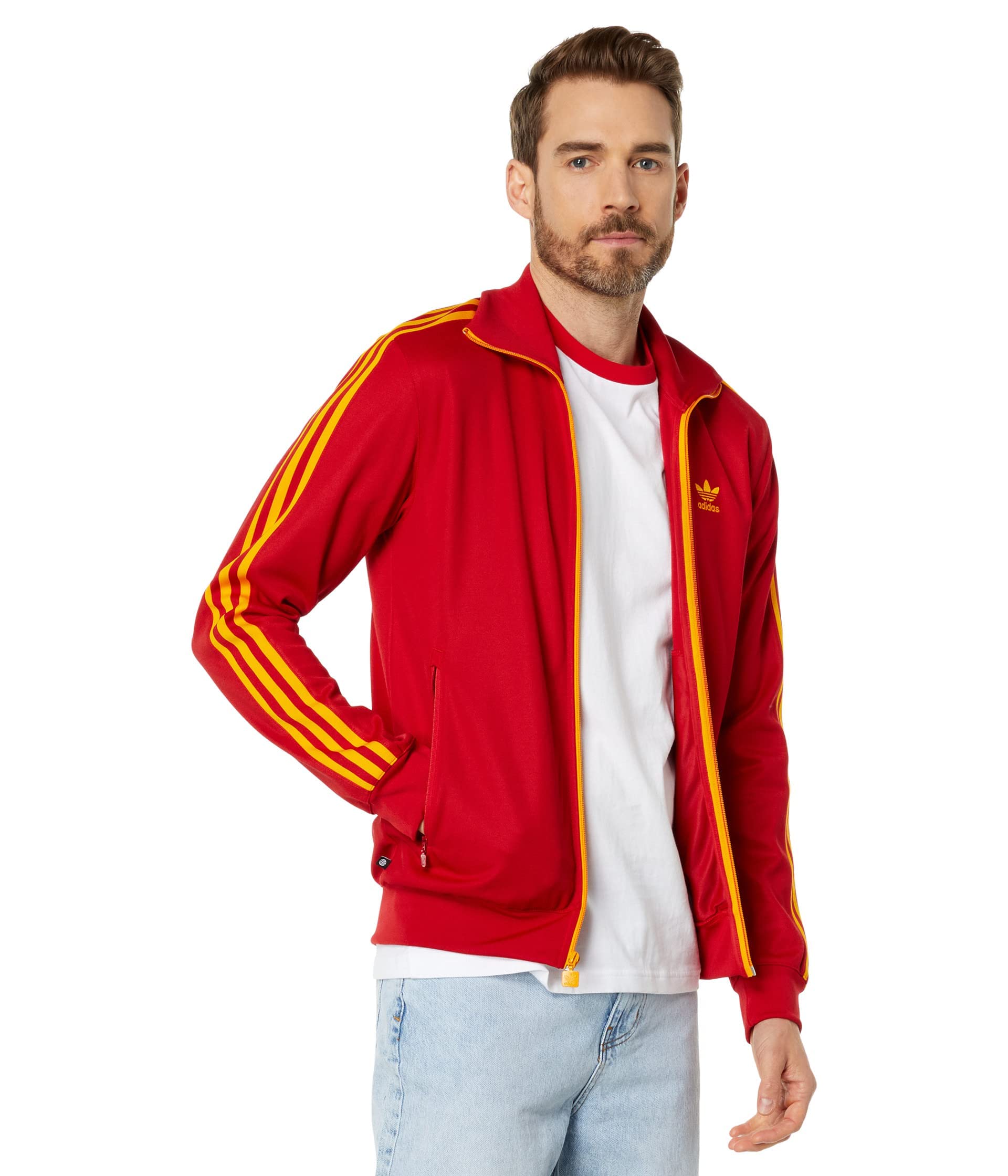 adidas Originals Beckenbauer Track Jacket Team Power Red/Team Power Red/Team Collegiate Gold SM, Team Power Red/Team Power Red/Team Collegiate Gold, S