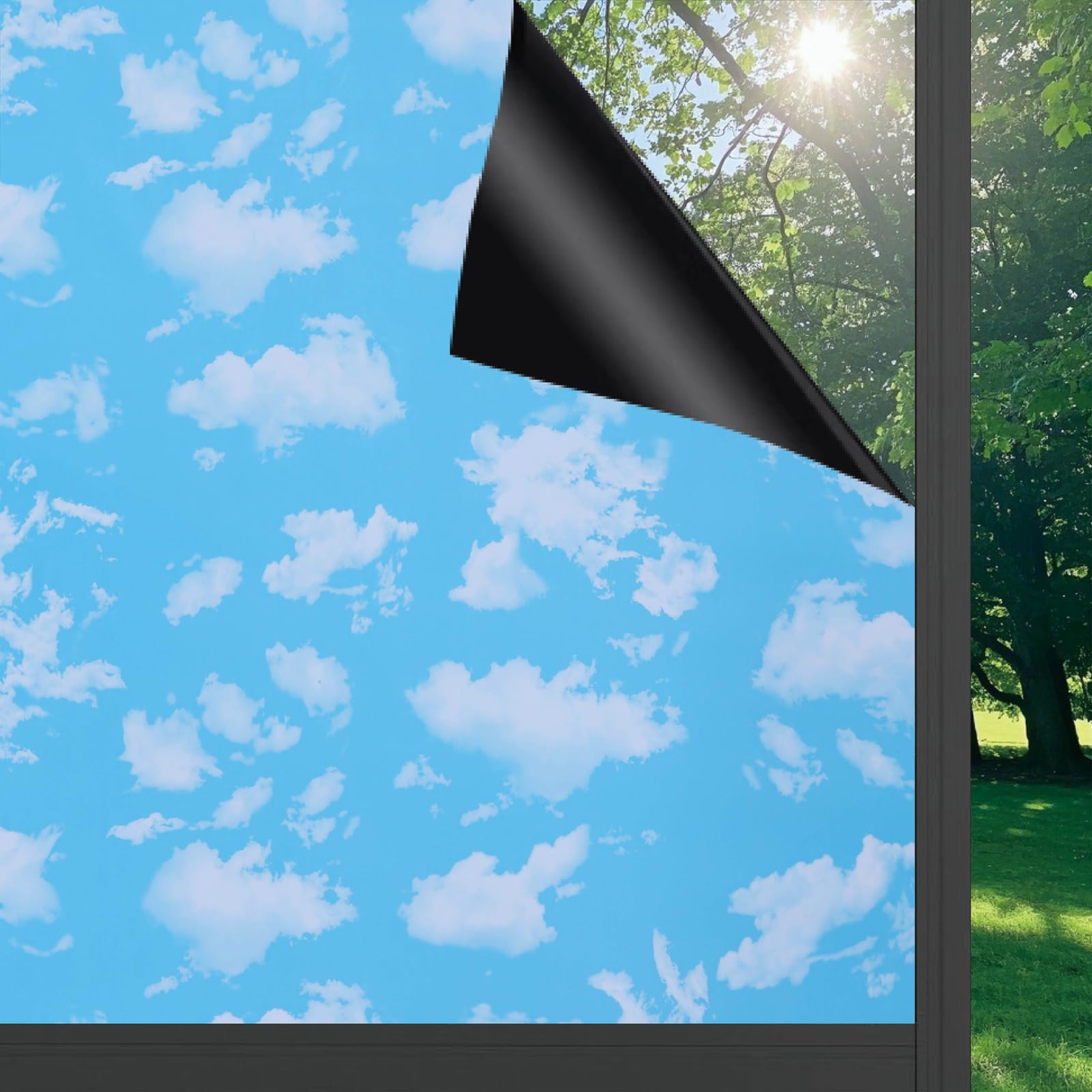 Feilays Blackout Film for Windows, Opaque Window Film, Cloud White, Tint Film, Blackout Film, Self-Adhesive Dark Blackout Film, Opaque Adhesive Film, 30 x 400 cm
