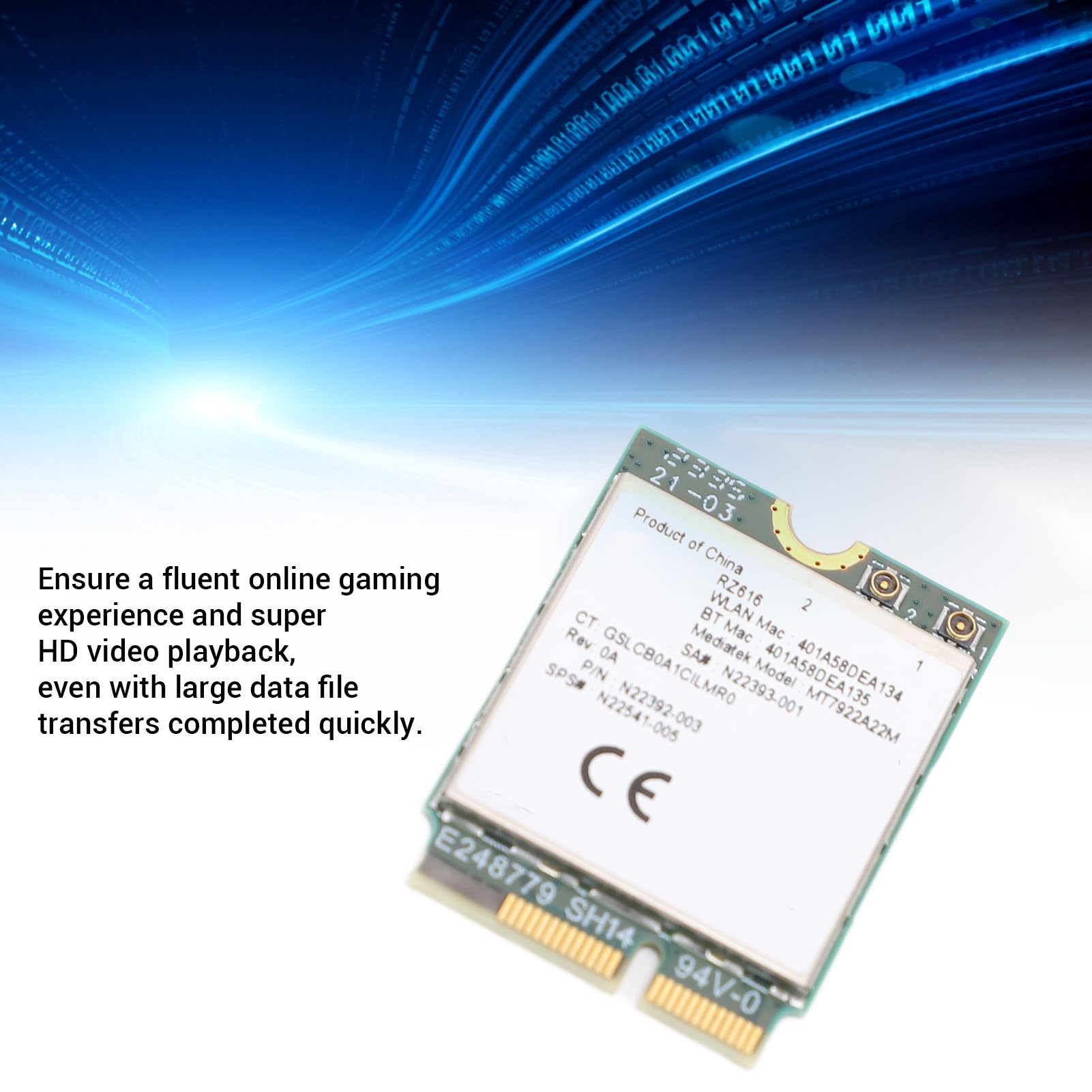 Carte sans Fil Wi-Fi 6E M.2 MT7922A22M pour Ordinateur Portable Bluetooth 5.2 RZ616 5374 Mbit/s