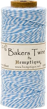 Hemptique Cotton Bakers Twine Spool 2 Ply, 410-Feet, Light Blue