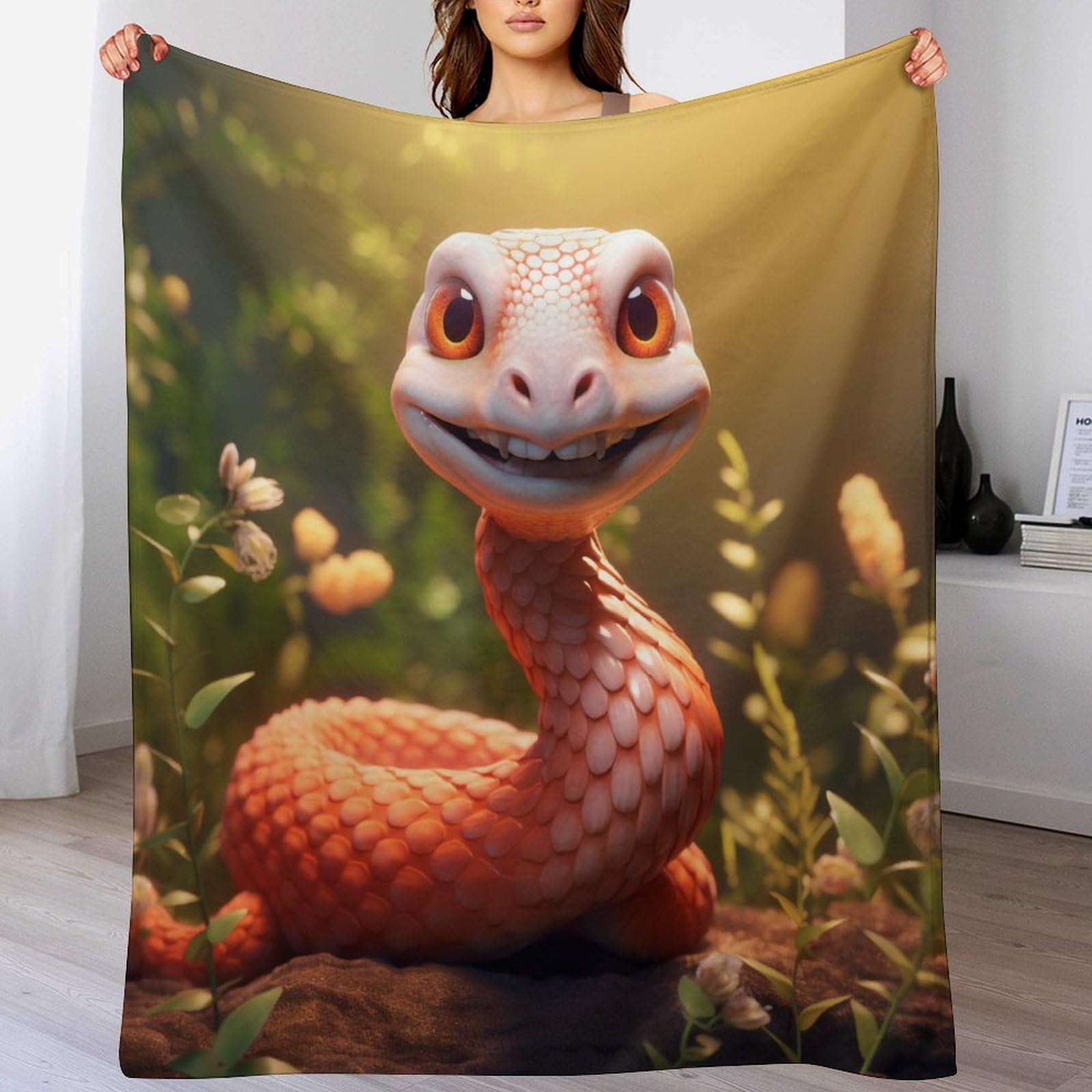 Couverture en flannel serpent plaid chaud lavable pour lit et canapé