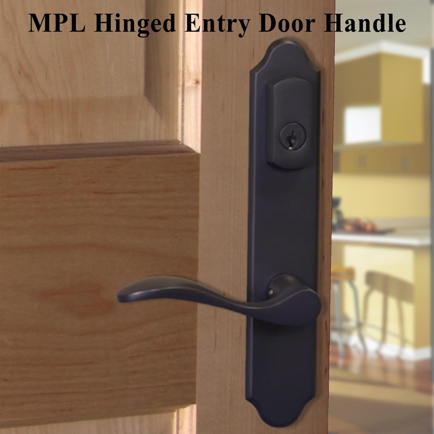 10" Arch Keyed MPL Hinged Patio Door Active Handleset Trim Compatible with Ashland, Marvin, Milgard & Jeld-Wen French Doors, 3-5/8" Handle PZ, 7-1/4" H.C., Non-Handed, Matte Black