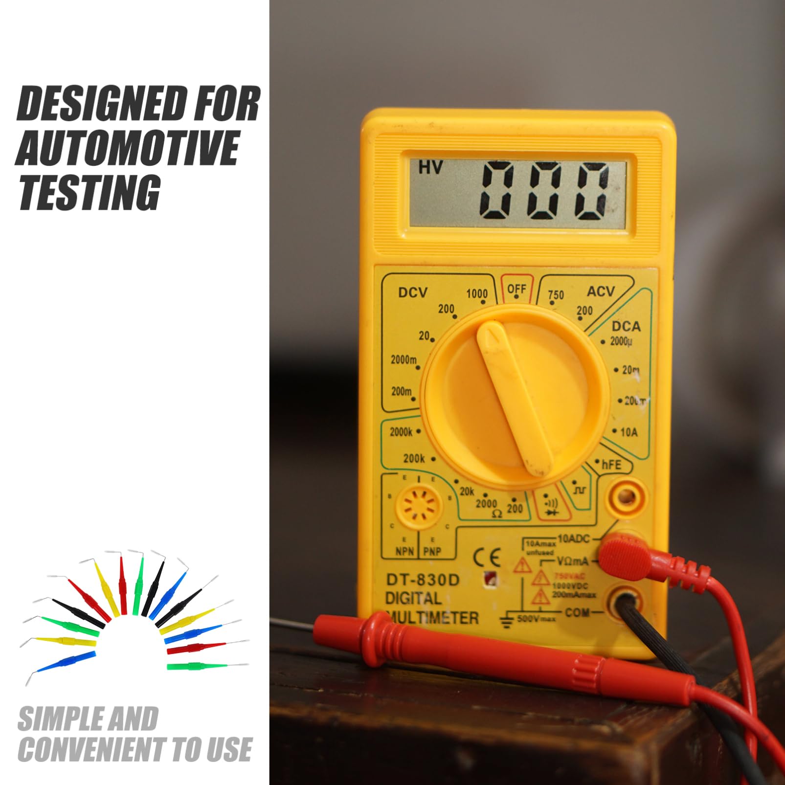 ABOOFAN 5 Set Puntali Tester Per Multimetro Test Per E Automotive Per Isolamento E Spazi Ristretti 15 Pezzi*5