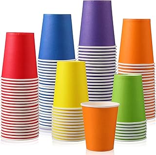 LATERN 60Pcs Disposable Paper Cups, 250ml Multicolor Drinkin