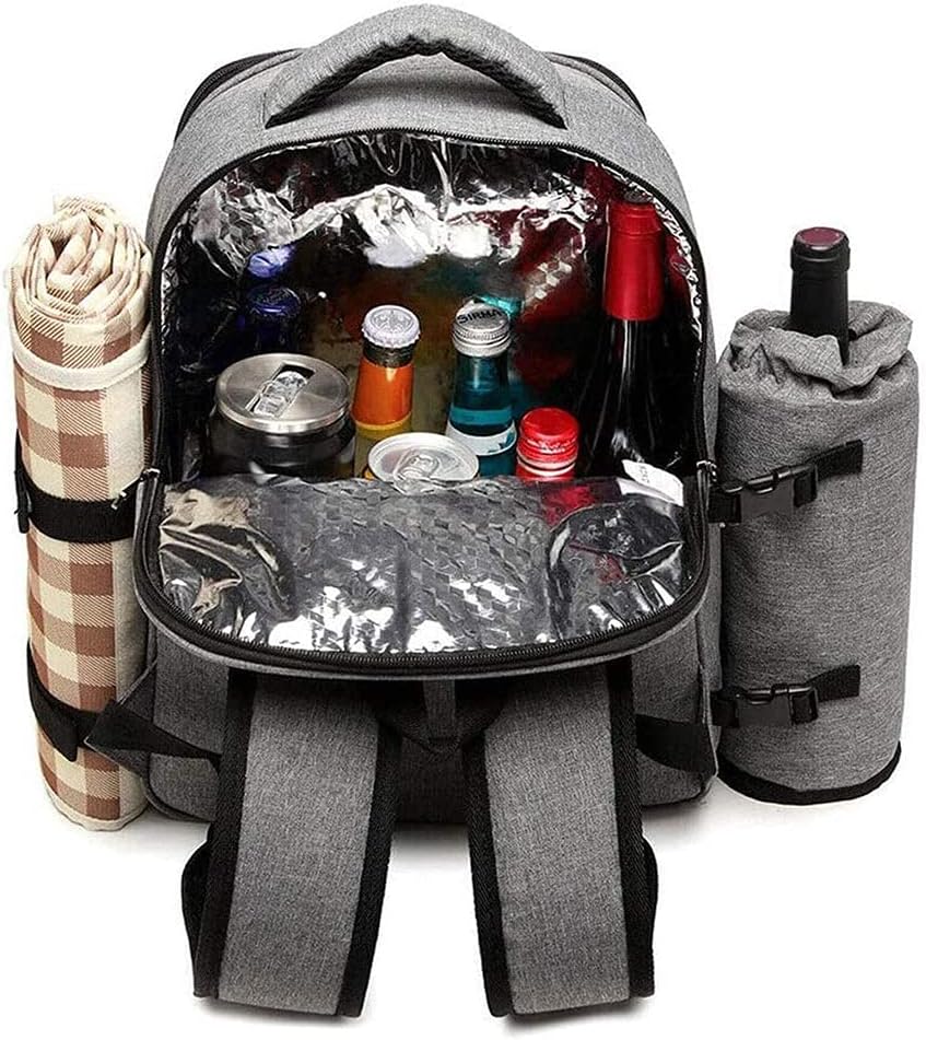 4 Person Backpack Cooler Bag Insulated Hamper Bottle Holder for Beach Picnic Camping Sports