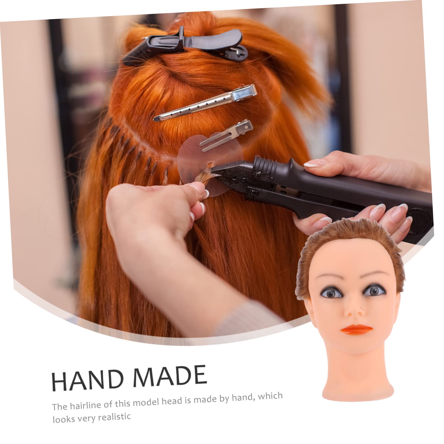 Mikinona Frisierkopf Übungskopf Mannequin für Kinder Hochtemperaturbeständig Handgefertigter Haaransatz Stylingpuppe zum Flechten und Locken Training