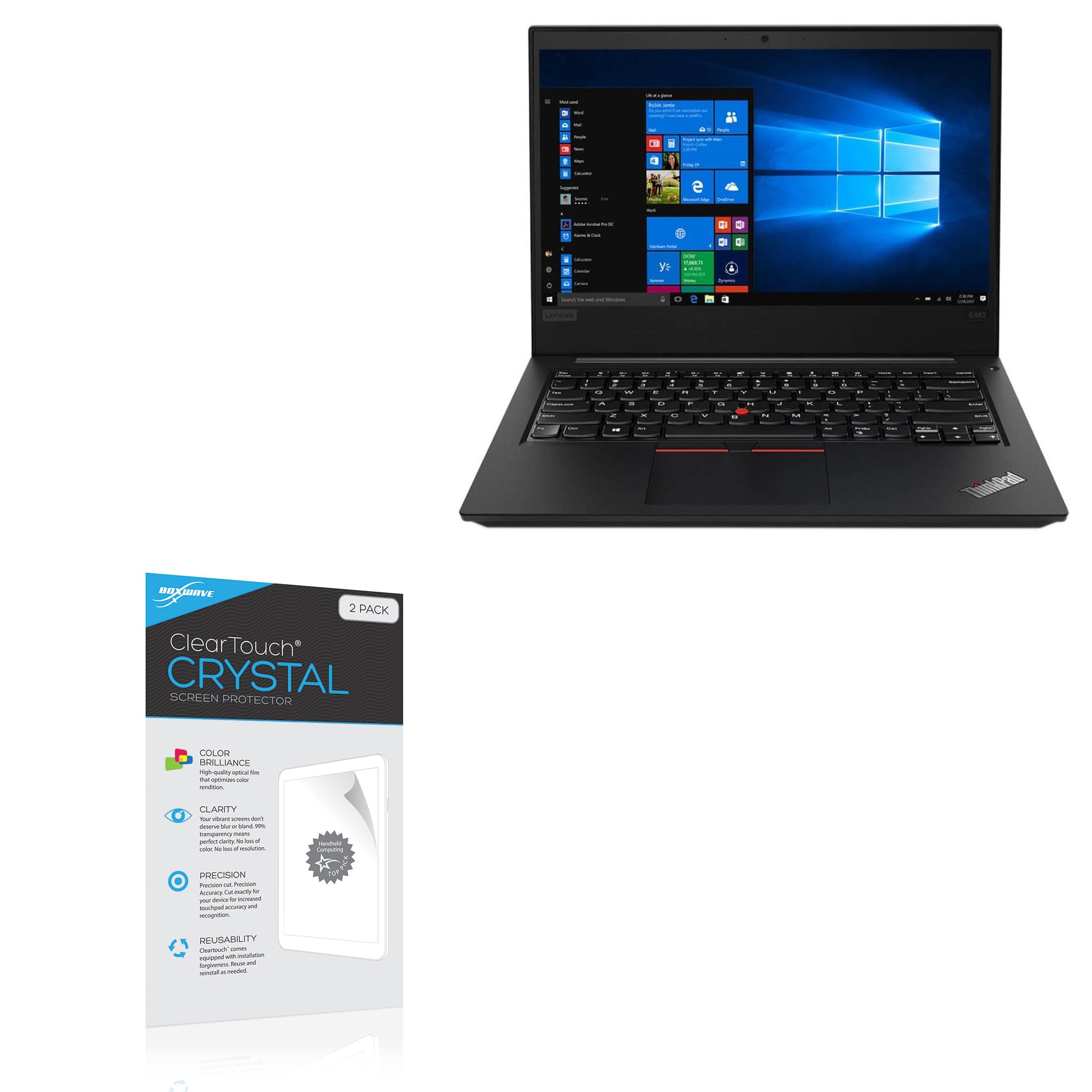 BoxWave Screen Protector Compatible with Lenovo ThinkPad E485 (14 in) - ClearTouch Crystal (2-Pack), HD Film Skin - Shields from Scratches