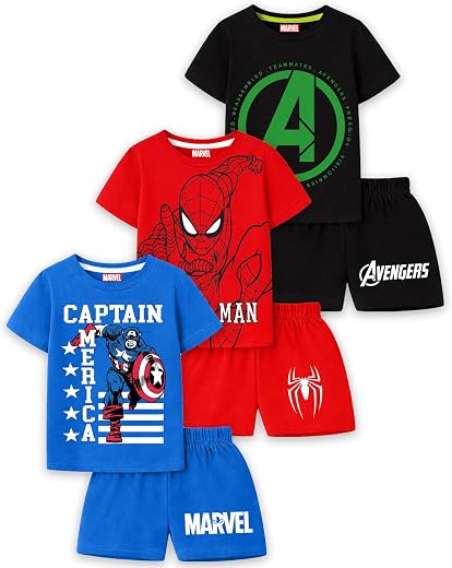 Kuchipoo © Marvel Boys Superhero Printed T-Shirt & Shorts Set | Avengers, Spiderman & Captain America Back Print | Cotton ...