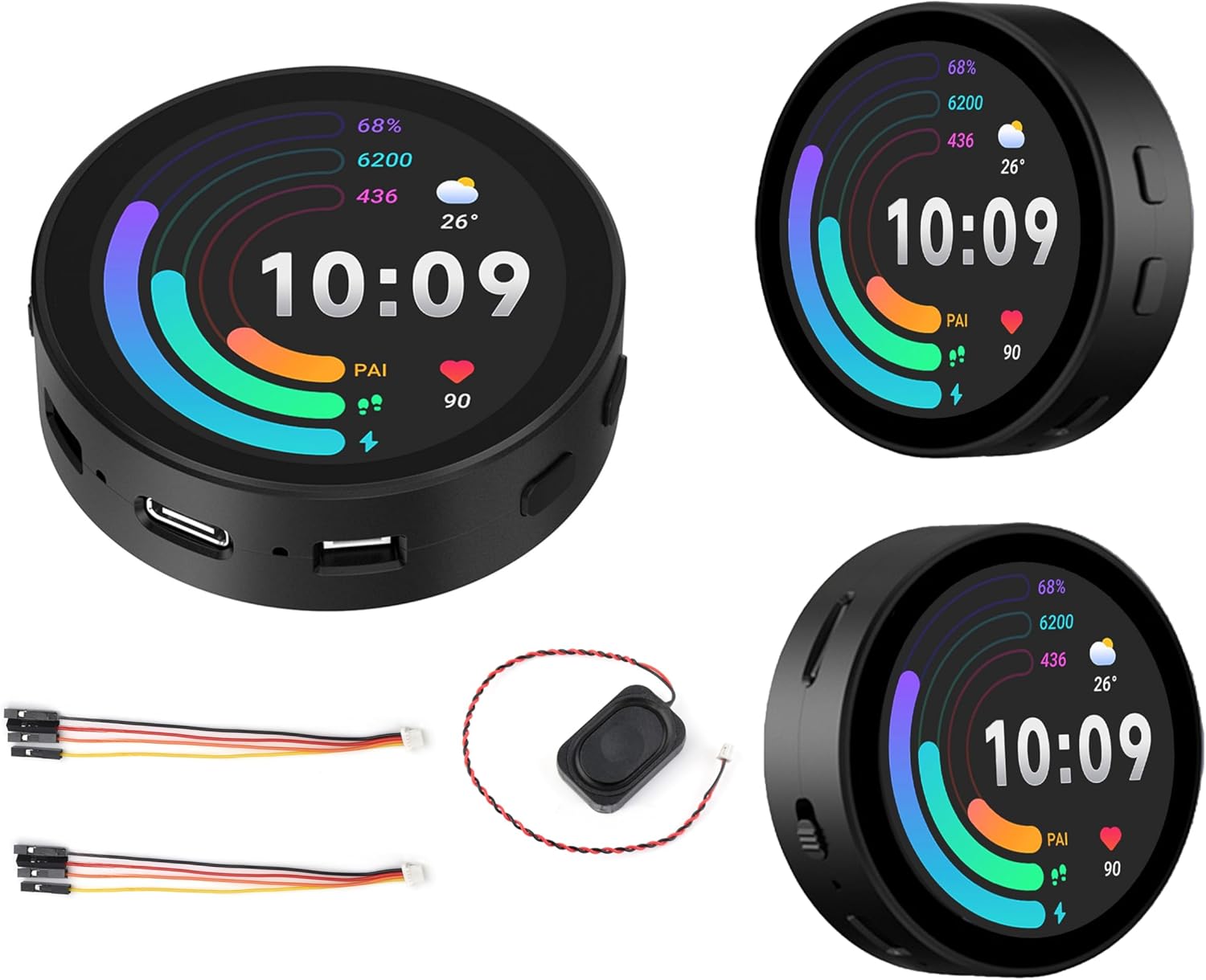 ESP32-S3 with 1.85inch Touch Round LCD Development Board, 360x360, Supports Wi-Fi & BLE 5, AI Speech, Smart Speaker Box,Supports AI Speech Interaction and Offline Voice Control, with 8Ω 2W Speaker