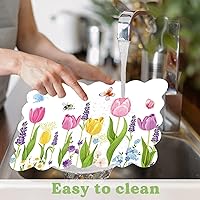 Vista 4 de Spring Tulip Placemats Set of 6 Summer Plastic Place Mats Lavender Table Mats Lavender Tulip Holiday Kitchen Placemats for Indoor Outdoor Spring