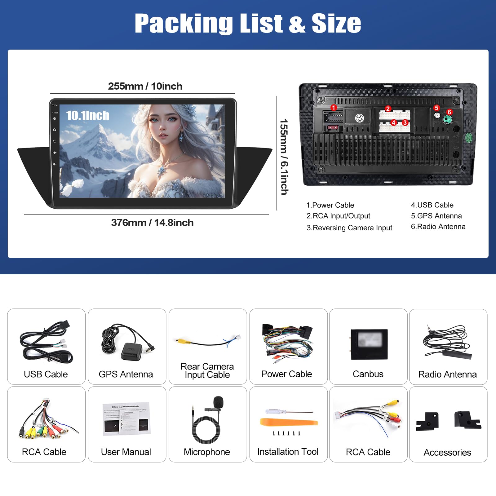 SIXWIN 8 Core 4+64G Android 15 Autoradio con CarPlay/Android Auto/DSP per BMW X1 E84(2009-2015), 9" HD Navigatore GPS WiFi Bluetooth 5.0 USB FM RDS Radio Mirror Link +32 band EQ