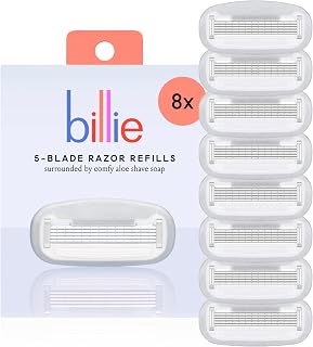 Billie Women's Razor Refill Blades - 8 Count 5-Blade Cartridges with Aloe Soap for Smooth, Gentle Shave