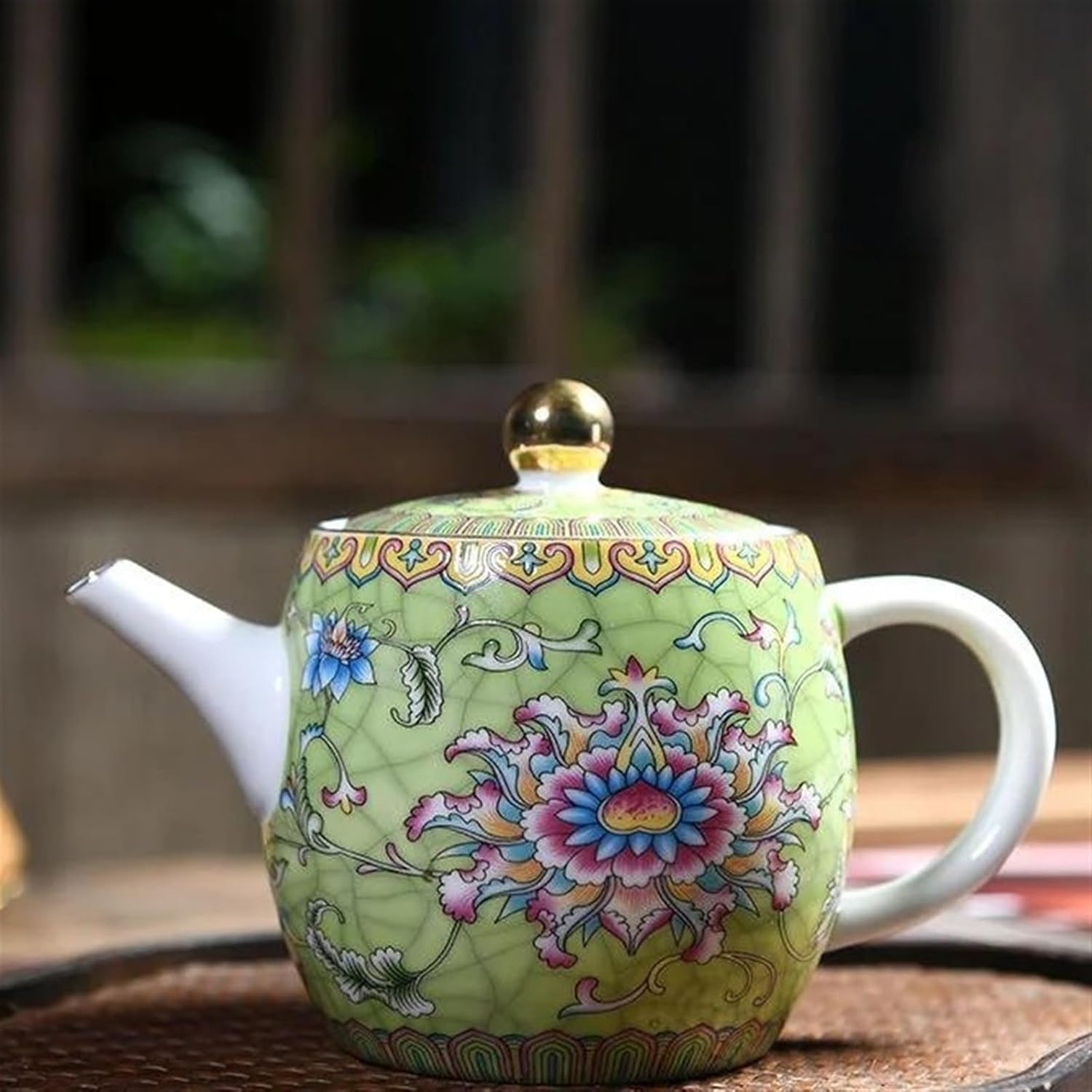 Oriental China Ceramics Gaiwan Tea Ceremony Set Enamel Painting Tea Pot Porcelain Heated Kettle Travel Tea Set s & Coffee Servers(B) (A One Size)
