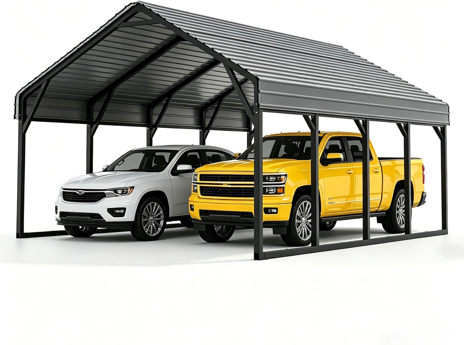 Heavy Duty 20x20 FT Metal Carport for 2 Cars - All-Weather Car Garage Kit with Reinforced Frame and Safe Boat Cover, Car Canopy Shelter for Yard Protection