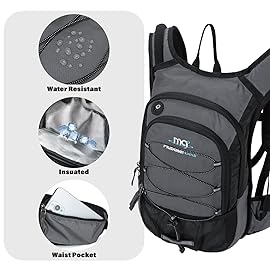 15L Insulated Hydration Backpack Pack with 2L Water Bladder Lightweight Hiking Backpack Bag for Women Men Daypack for Hiking Running Festival Camping Biking (Grey)